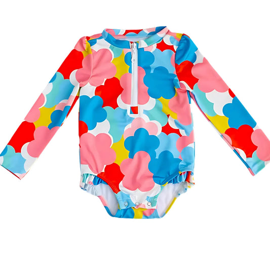 Mama Yoyo Önden Fermuarlı Alttan Çıtçıtlı Çiçek Desenli Mayo