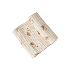 Mama Yoyo Tavşan Müslin Organik Bebek Battaniyesi Mama Önlüğü Hediyeli