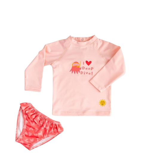 Mama Yoyo Uv Korumalı Octo Love Desenli Uzun Kollu Mayo Seti