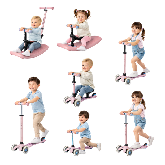 Micro Mini 6 in 1 Deluxe Rock and Go LED Scooter Dusty Rose