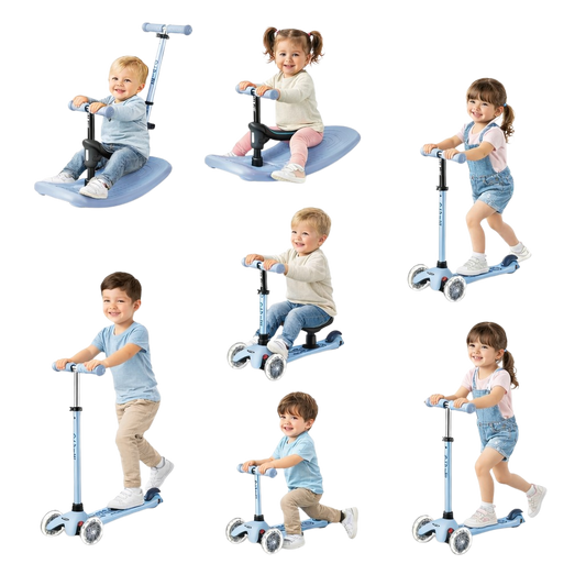 Micro Mini 6 in 1 Deluxe Rock and Go LED Scooter Ocean Slate