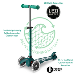 Micro Mini Deluxe 3 Tekerlekli ECO LED Scooter Green