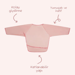 Miniboni Oyun ve Mama Önlüğü Uzun Kollu Pink
