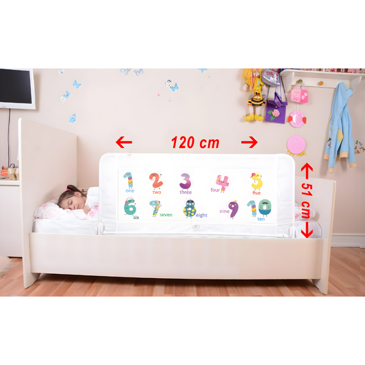 Miny Baby Portatif Yatak Bariyeri İngilizce Rakamlı Beyaz