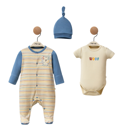 Moi Noi 3'lü Tulum Body Şapka Takım Dog