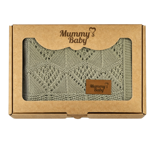 Mummy's Baby Tencel Örgü Dantel Desen Bebek Battaniyesi 80*100 Yeşil