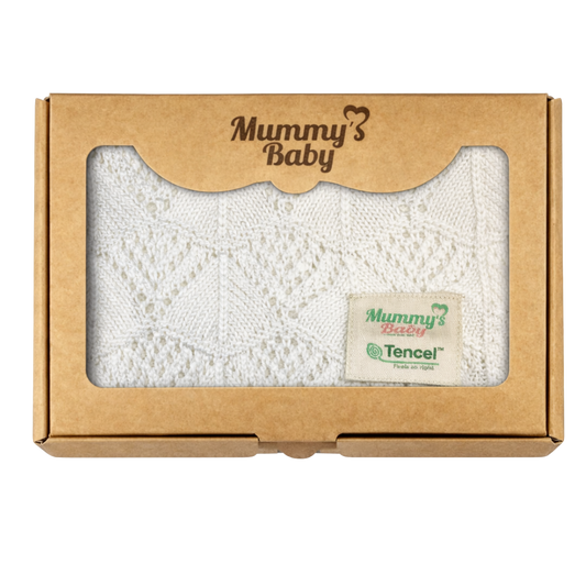 Mummy's Baby Tencel Örgü Dantel Desen Bebek Battaniyesi 80*100 Ekru