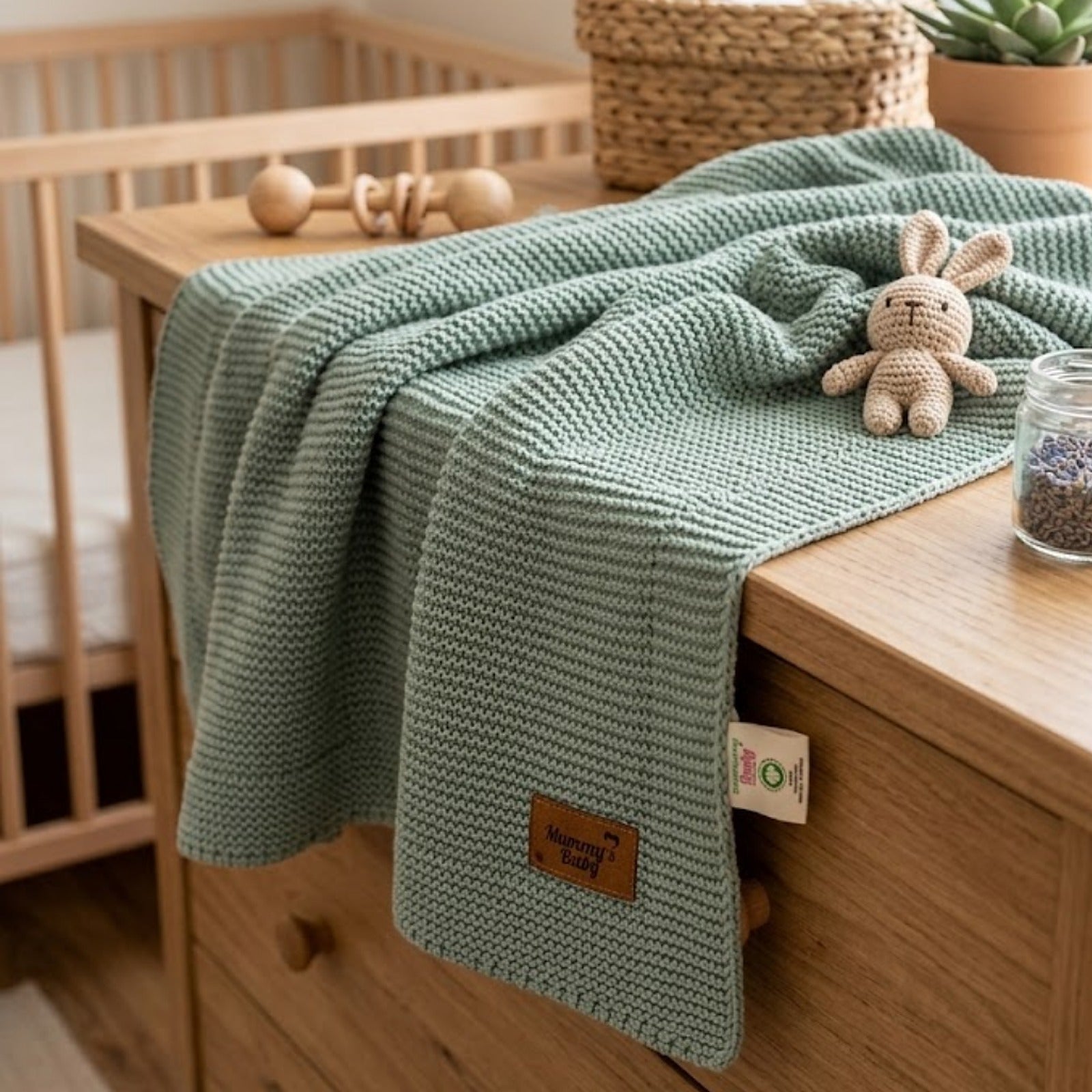 Mummy's Baby Organik Pamuk Battaniye 80x100 Yeşil - Welcome Baby