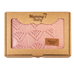 Mummy's Baby Tencel Örgü Dantel Desen Bebek Battaniyesi 80x100 Pembe