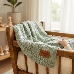 Mummy's Baby Tencel Örgü Dantel Desen Bebek Battaniyesi 80x100 Yeşil