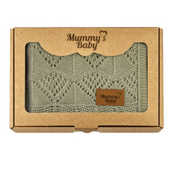 Mummy's Baby Tencel Örgü Dantel Desen Bebek Battaniyesi 80x100 Yeşil