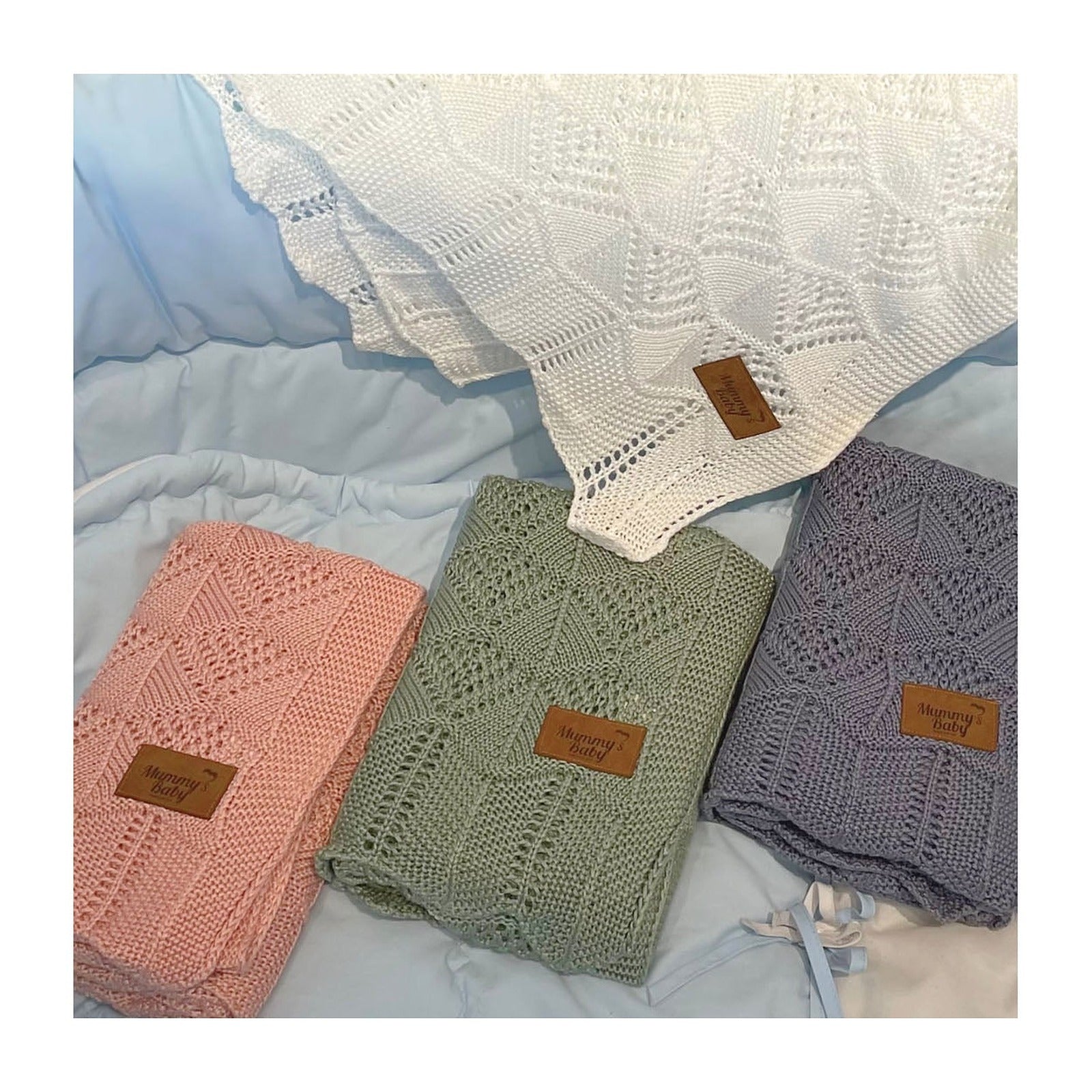 Mummy's Baby Tencel Örgü Dantel Desen Bebek Battaniyesi 80x100 Yeşil