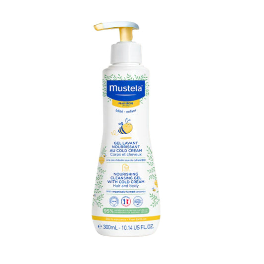 Mustela Cold Cream ve Organik Balmumu İçeren Besleyici Bebek Şampuanı 300ml