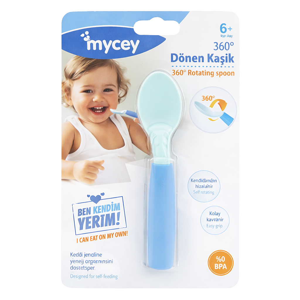 Mycey 360 Dönen Kaşık Mavi - Welcome Baby