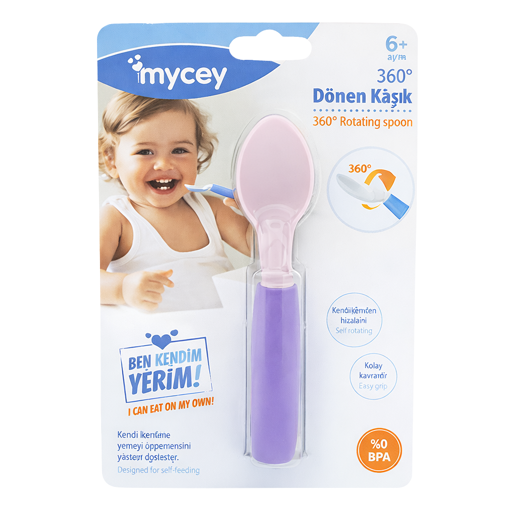 Mycey 360 Dönen Kaşık Mor - Welcome Baby