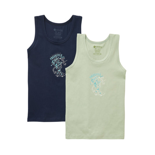 Natuline 2'li Robot Desenli Likralı Erkek Çocuk Atlet