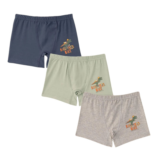 Natuline 3'lü Erkek Çocuk Rıde Your Bıke Desenli Likralı Boxer