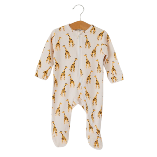 Mama Yoyo İnterlok Zürafa Desenli %100 Organik Pamuk Tulum