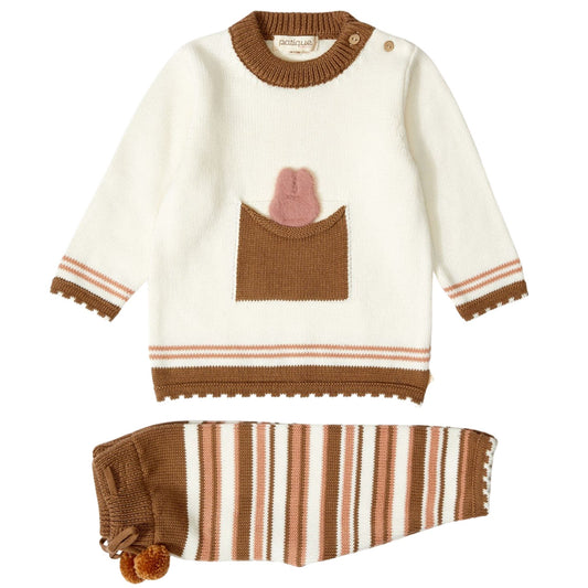 Patique Ekru Renkli Cep Detaylı İkili Takım