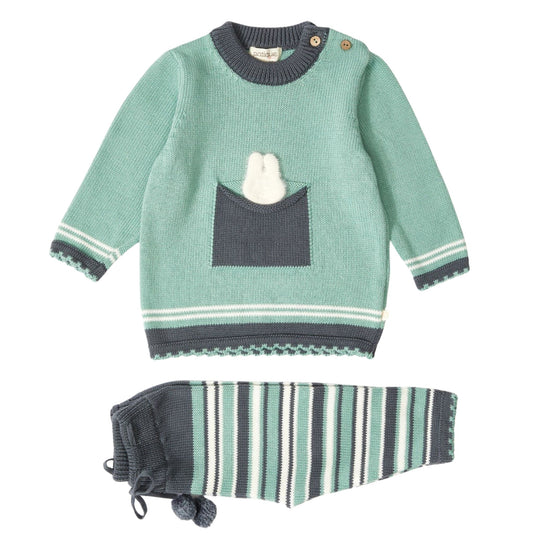 Patique Yeşil Renkli Cep Detaylı İkili Takım