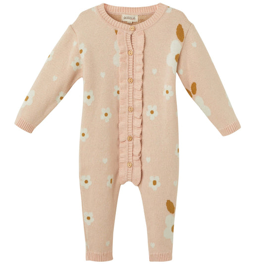 Patique Çiçek Desenli Fırfırlı Tulum