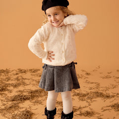 Patique Ekru Çiçekli Garnili Hırka