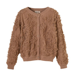 Patique Kahve Çiçekli Garnili Hırka