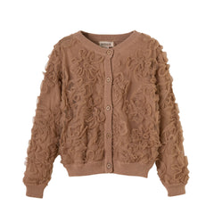 Patique Kahve Çiçekli Garnili Hırka