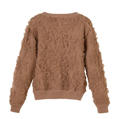 Patique Kahve Çiçekli Garnili Hırka