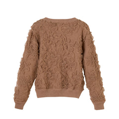 Patique Kahve Çiçekli Garnili Hırka