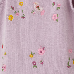 Patique Lila Çiçek Nakışlı Triko Elbise