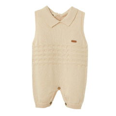 Patique Zikzaklı Şortlu Erkek Bebek Tulum Bej