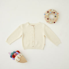 Patique Ekru Örme Triko Bebek Hırka