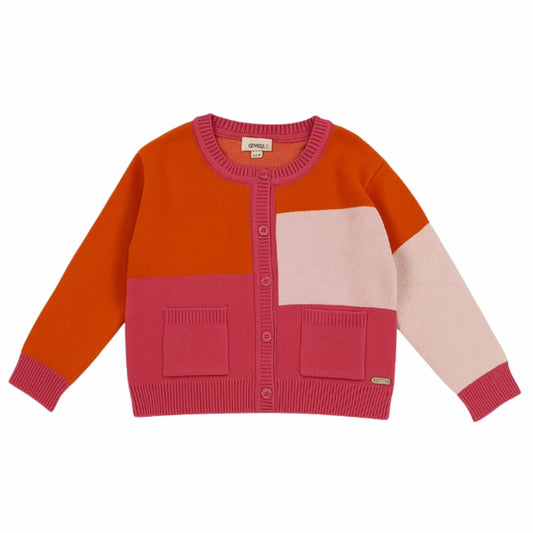 Patique Renk Bloklu Hırka Kız