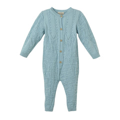 Patique Bebe Mavi Organik Pamuk Örgülü Gofre Tulum