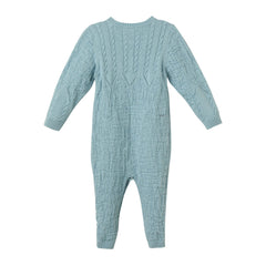 Patique Bebe Mavi Organik Pamuk Örgülü Gofre Tulum