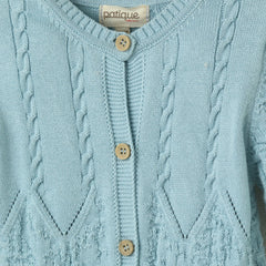 Patique Bebe Mavi Organik Pamuk Örgülü Gofre Tulum