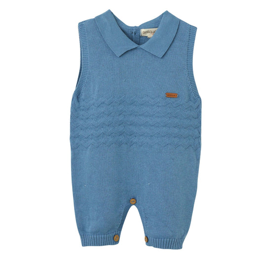 Patique Zikzaklı Şortlu Erkek Bebek Tulum Lacivert