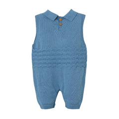 Patique Zikzaklı Şortlu Erkek Bebek Tulum Lacivert