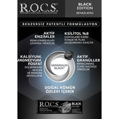 Rocs Black Edition Kömür Özlü Beyazlatıcı Diş Macunu
