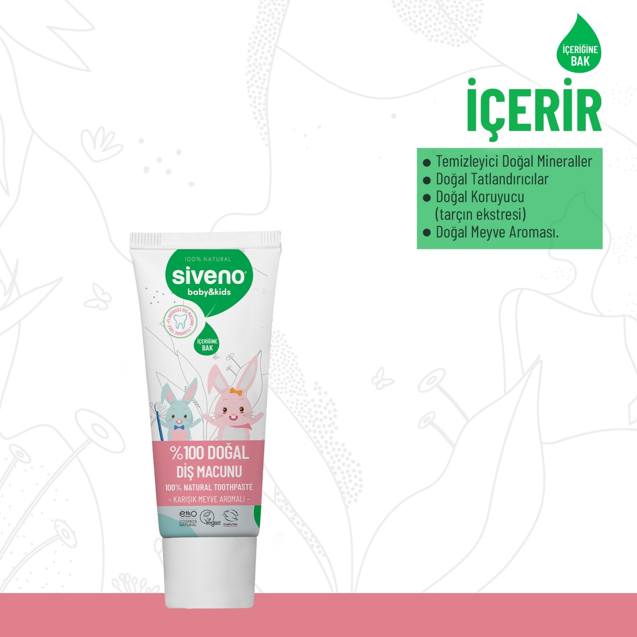 Siveno %100 Doğal Diş Macunu Baby Kids 50ml 2