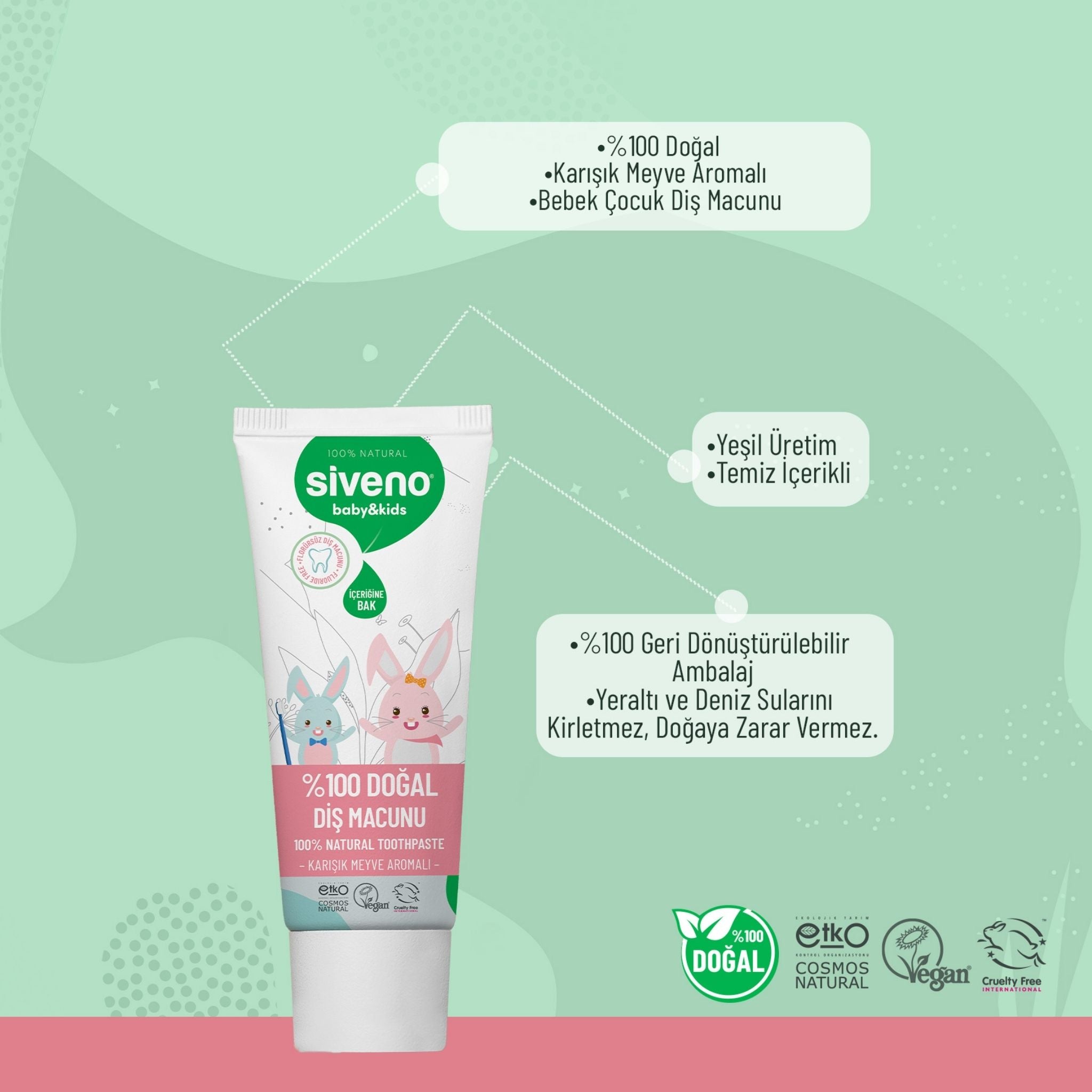 Siveno %100 Doğal Diş Macunu Baby Kids 50ml 4