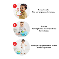 Skip Hop Explore And More Dinosaur 3'ü 1 arada Bebek Müzikli Çekmeli Oyuncak