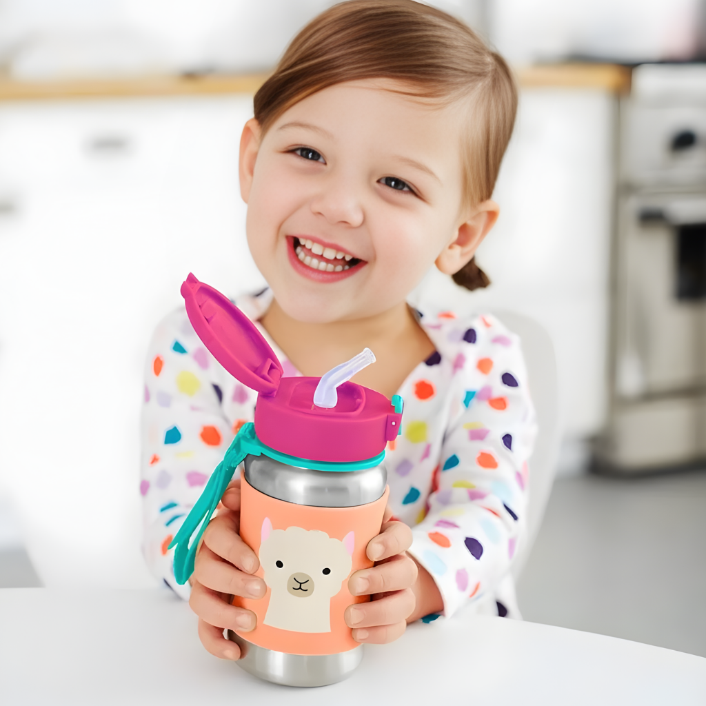 Skip Hop Pipetli Paslanmaz Çelik Suluk Lama 350ml - Welcome Baby