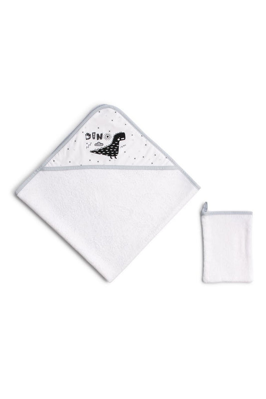 Funna Baby Üçgen Başlıklı Havlu Seti Dino Mavi 75x75cm