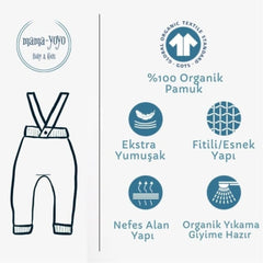 Mama Yoyo Askılı Triko Bebek Taytı %100 Organik Pamuk Bej