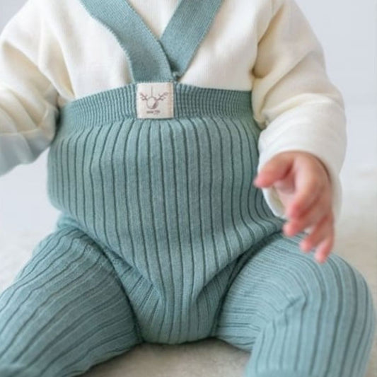 Mama Yoyo Askılı Triko Bebek Taytı %100 Organik Pamuk Mint