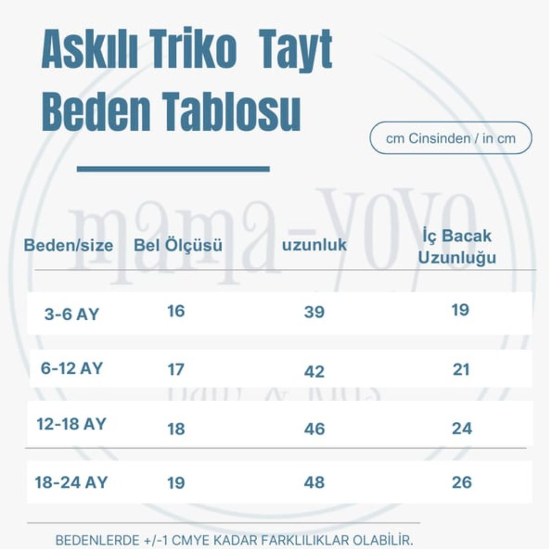 %100 Organik Pamuk Askılı Triko Bebek Taytı