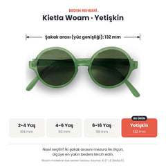 Kietla Woam güneş gözlüğü beden rehberi: Yetişkin, şakak arası yaklaşık 132 mm