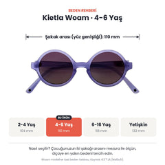 Kietla Woam güneş gözlüğü beden rehberi: 4-6 Yaş, şakak arası yaklaşık 110 mm
